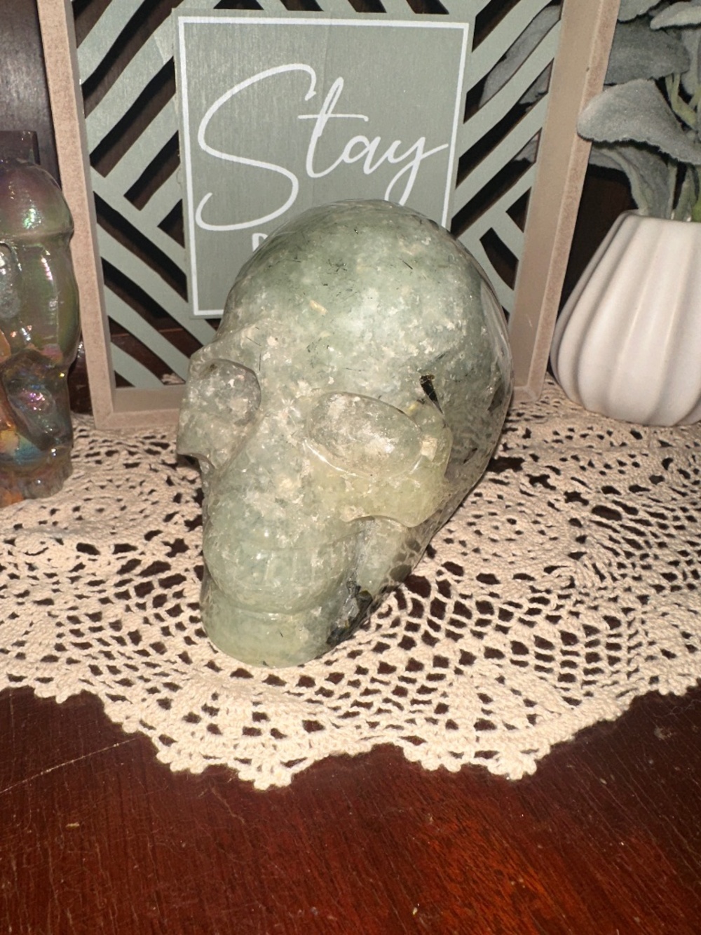 Prehinite & Epidote Crystal Skull